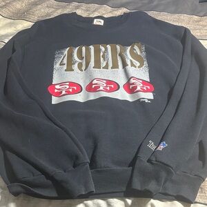 Fruit of the Loom Black and Red 49ers Crewneck